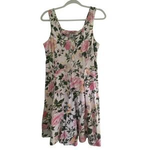 Vintage 80's or 90's Floral Flowers Pink White Cotton Romper Womens Size Medium